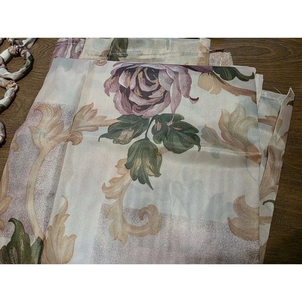 InteriorsDesign Fabric Shower Curtain 12 Fabric Rings Somerset Wine Floral 70x72